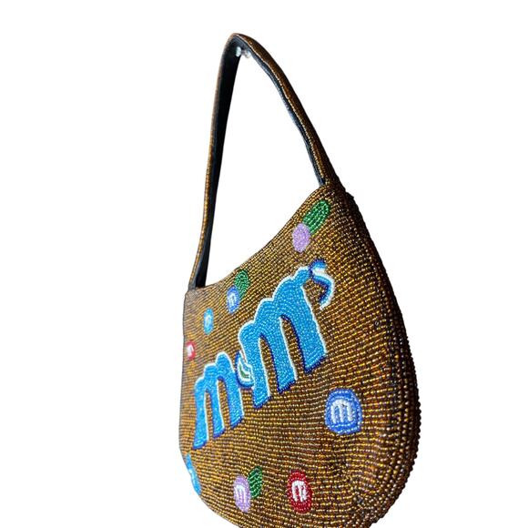 M&M’s brown beaded hand bag purse - Picture 4 of 6